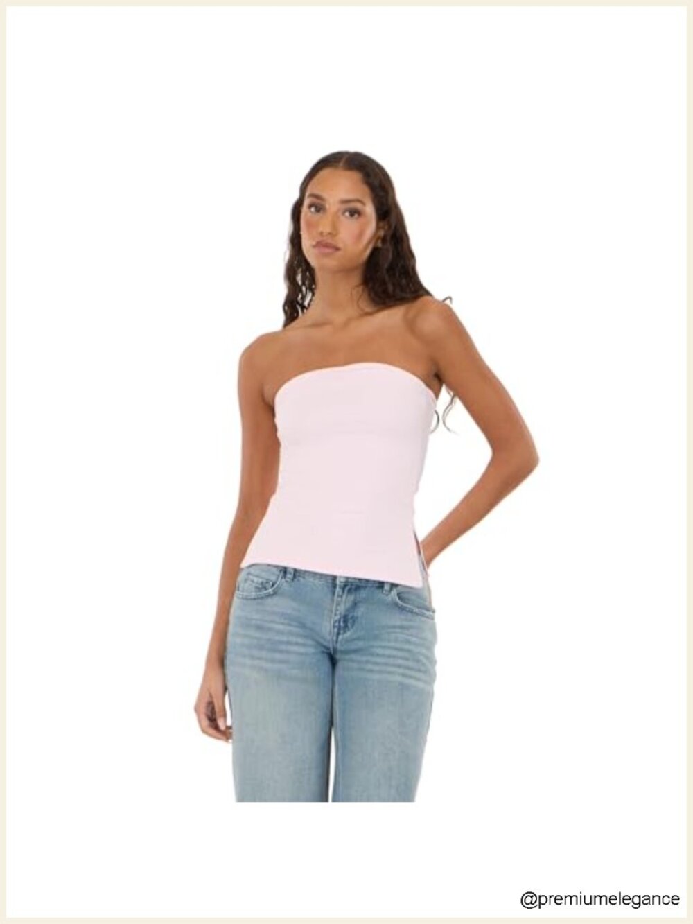 Strapless Tube Top Off Shoulder Sleeveless Stretch Knit Women's Regular Length
